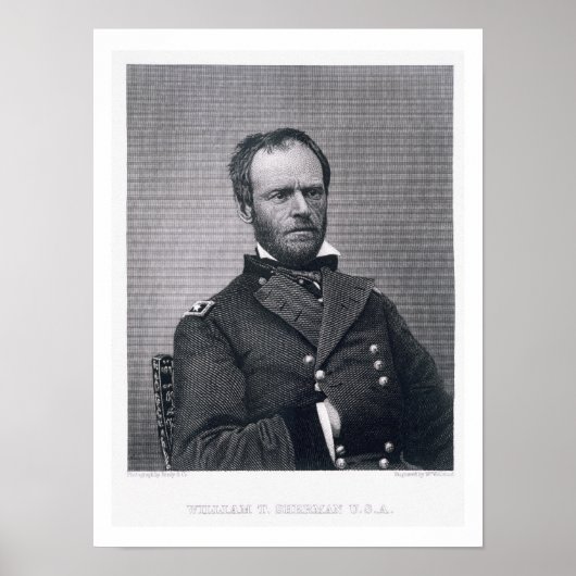 Generaal William Tecumseh Sherman, gegraveerd na e Poster (Voorkant)