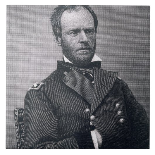 Generaal William Tecumseh Sherman, gegraveerd na e Tegeltje (Voorkant)