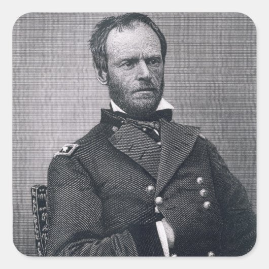 Generaal William Tecumseh Sherman, gegraveerd na e Vierkante Sticker (Voorkant)