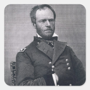 Generaal William Tecumseh Sherman, gegraveerd na e Vierkante Sticker