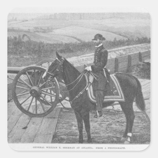 Generaal William Tecumseh Sherman in Atlanta Vierkante Sticker (Voorkant)