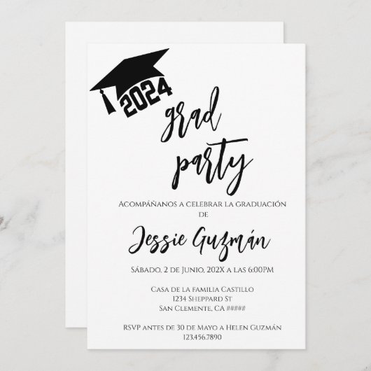 Generación 2024 invitación de graduación kaart (Voorkant / Achterkant)