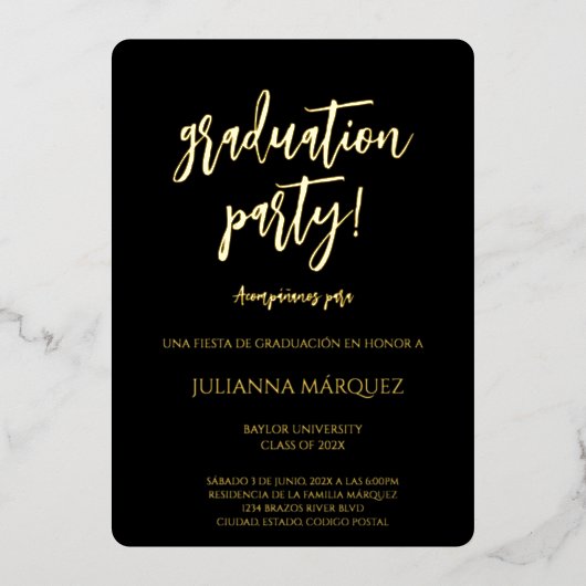 Generación 2025 invitación de graduación folie uitnodiging (Voorkant)