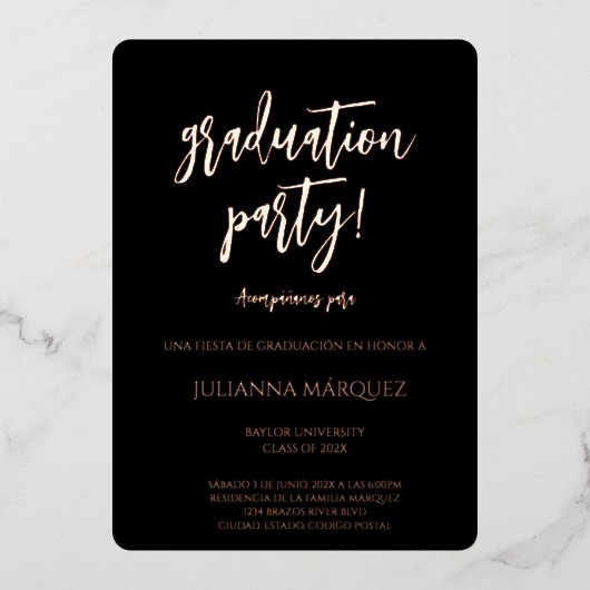 Generación 2025 invitación de graduación folie uitnodiging (Voorkant)