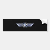General Air Pilot Chrome like Star Wings Black Bumpersticker (Voorkant)