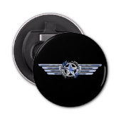 General Air Pilot Chrome like Star Wings Black Button Flesopener (Voorkant)