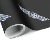 General Air Pilot Chrome like Star Wings Black Cadeaupapier (Rol Hoek)