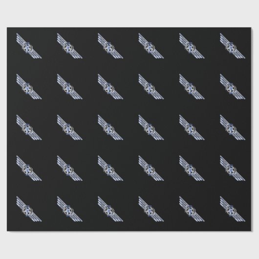 General Air Pilot Chrome like Star Wings Black Cadeaupapier (Vlak)