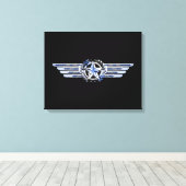 General Air Pilot Chrome like Star Wings Black Canvas Afdruk (Insitu (Houten vloer))