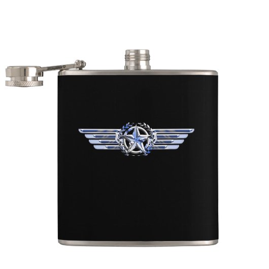 General Air Pilot Chrome like Star Wings Black Heupfles (Geopend)