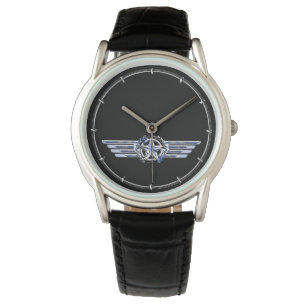 General Air Pilot Chrome like Star Wings Black Horloge