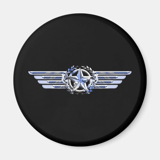 General Air Pilot Chrome like Star Wings Black Magneet (Voorkant)