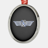 General Air Pilot Chrome like Star Wings Black Metalen Ornament (Links)