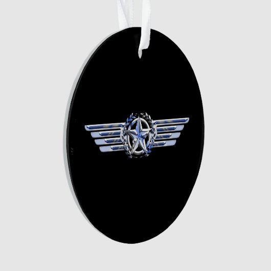General Air Pilot Chrome like Star Wings Black Ornament (voorkant)