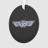 General Air Pilot Chrome like Star Wings Black Ornament (voorkant)
