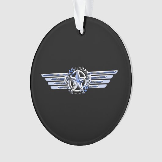 General Air Pilot Chrome like Star Wings Black Ornament (voorkant)