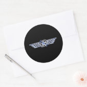 General Air Pilot Chrome like Star Wings Black Ronde Sticker (Envelop)
