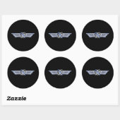General Air Pilot Chrome like Star Wings Black Ronde Sticker (Vel)