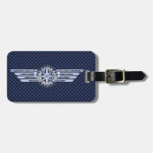 General Air Pilot Chrome like Wings Compass Bagagelabel (Voorkant horizontaal)