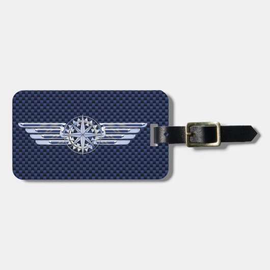 General Air Pilot Chrome like Wings Compass Bagagelabel (Voorkant horizontaal)