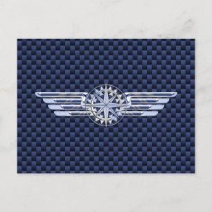 General Air Pilot Chrome like Wings Compass Briefkaart