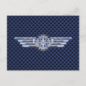 General Air Pilot Chrome like Wings Compass Briefkaart (Voorkant)