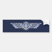General Air Pilot Chrome like Wings Compass Bumpersticker (Voorkant)