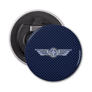 General Air Pilot Chrome like Wings Compass Button Flesopener
