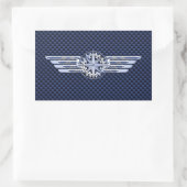 General Air Pilot Chrome like Wings Compass Rechthoekige Sticker (Tas)