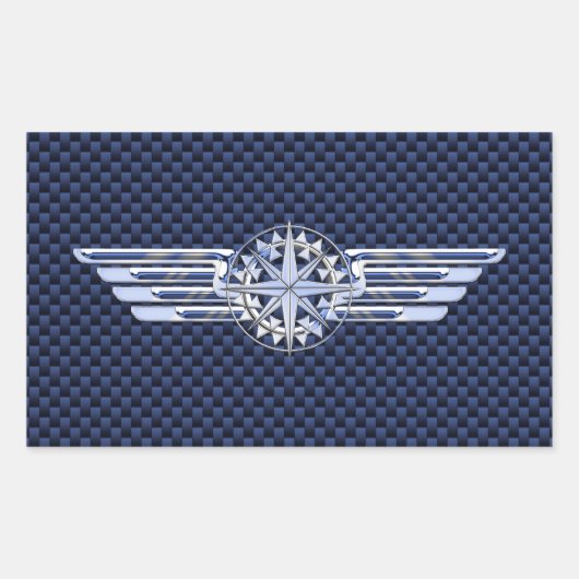 General Air Pilot Chrome like Wings Compass Rechthoekige Sticker (Voorkant)