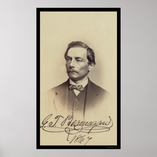General Beauregard Ondertekende Kaart 1867 Poster (Voorkant)