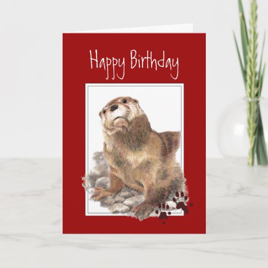 General Birthday, Cute Otter, Funny Animal Kaart (Voorkant)