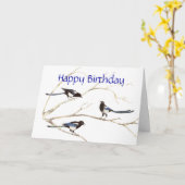 General Birthday, Magpie Birds Kaart (Gele Bloem)