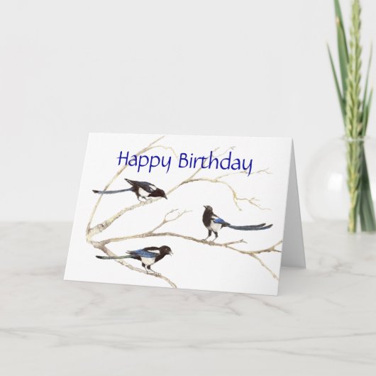 General Birthday, Magpie Birds Kaart (Voorkant)