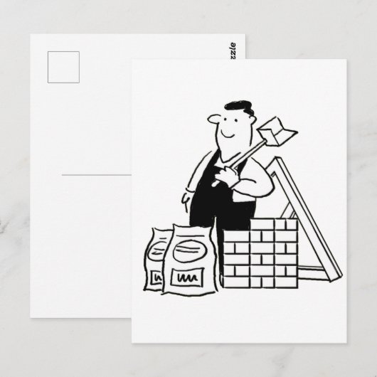 General Builder Cartoon Briefkaart (Voorkant / Achterkant)