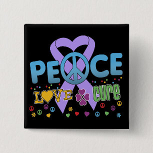 General Cancer Groovy Peace Cure Vierkante Button 5,1 Cm