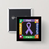 General Cancer Hope Strength Faith Vierkante Button 5,1 Cm (Voorkant /achterkant)