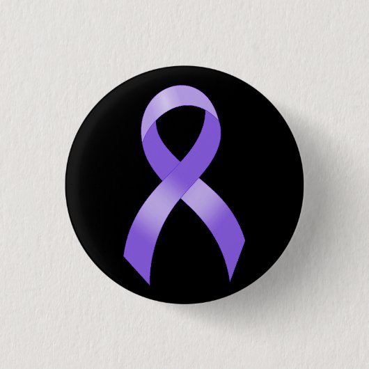 General Cancer - Lavender Ribbon Ronde Button 3,2 Cm (Voorkant)