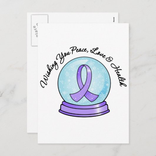 General Cancer Ribbon Merry Kerstmis Snowglobe Feestdagenkaart (Voorkant / Achterkant)