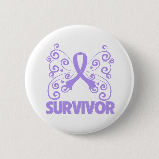 General Cancer Survivor Butterfly Ronde Button 5,7 Cm (Voorkant)