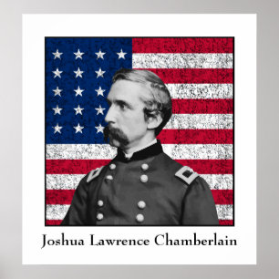 General Chamberlain en de Amerikaanse vlag Poster