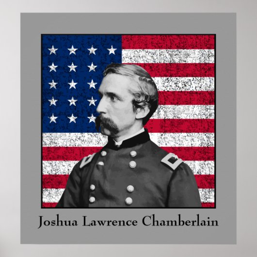 General Chamberlain en de Amerikaanse vlag Poster (Voorkant)