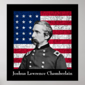 General Chamberlain en de Amerikaanse vlag Poster (Voorkant)