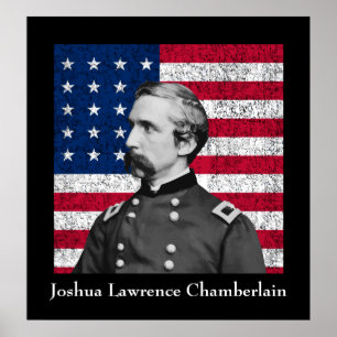 General Chamberlain en de Amerikaanse vlag Poster