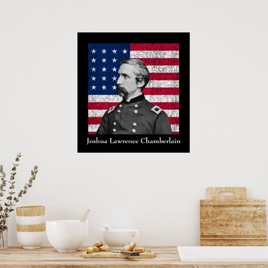General Chamberlain en de Amerikaanse vlag Poster (Keuken)