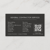 General Construction Black Silver Linen QR Code Visitekaartje (Achterkant)