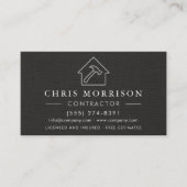 General Construction Black Silver Linen QR Code Visitekaartje (Voorkant)