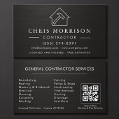 General Construction Black Silver Metallic QR Code Visitekaartje