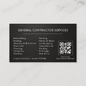 General Construction Black Silver Metallic QR Code Visitekaartje (Achterkant)