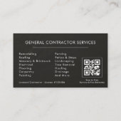General Construction Black Silver Stone QR Code Visitekaartje (Achterkant)